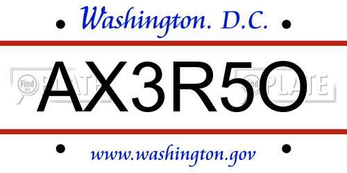 AX3R5O District Of Columbia License Plate