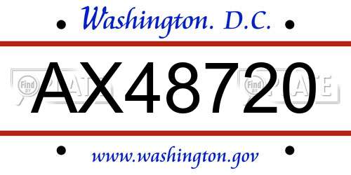 AX48720 District Of Columbia License Plate