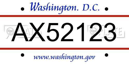 AX52123 District Of Columbia License Plate