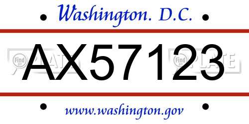AX57123 District Of Columbia License Plate