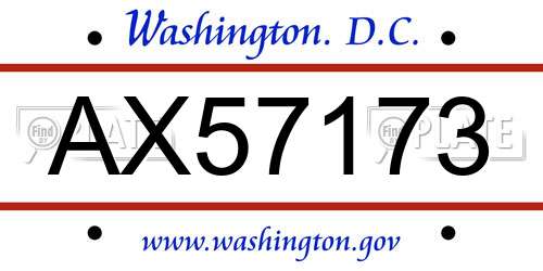 AX57173 District Of Columbia License Plate