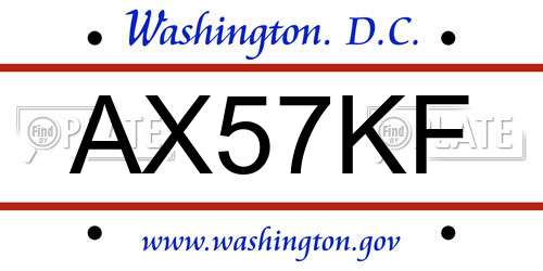 AX57KF District Of Columbia License Plate