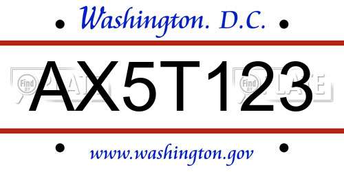 AX5T123 District Of Columbia License Plate