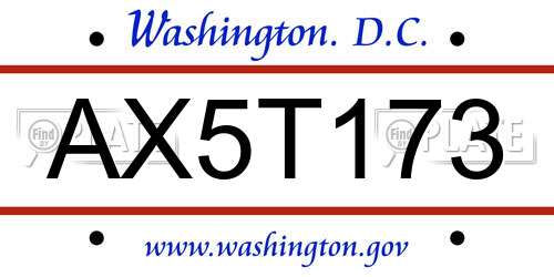 AX5T173 District Of Columbia License Plate