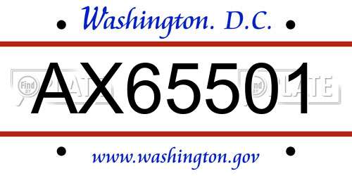 AX65501 District Of Columbia License Plate