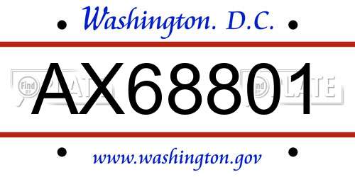 AX68801 District Of Columbia License Plate