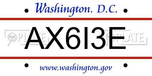 AX6I3E District Of Columbia License Plate