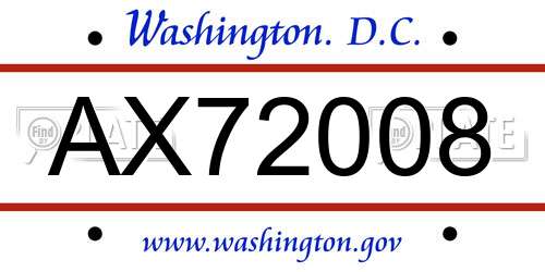 AX72008 District Of Columbia License Plate
