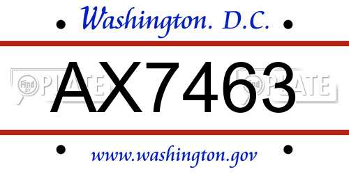 AX7463 District Of Columbia License Plate
