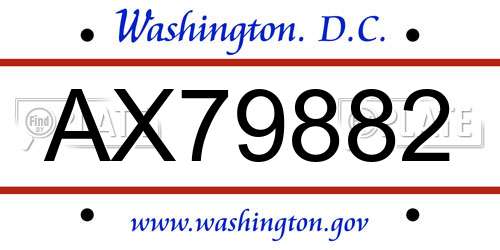 AX79882 District Of Columbia License Plate