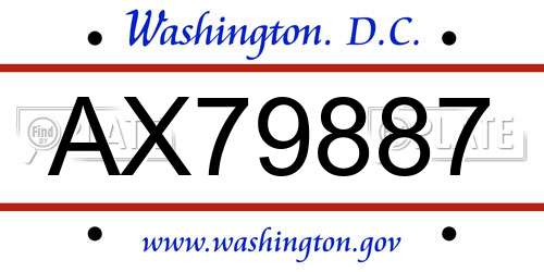 AX79887 District Of Columbia License Plate