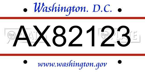 AX82123 District Of Columbia License Plate