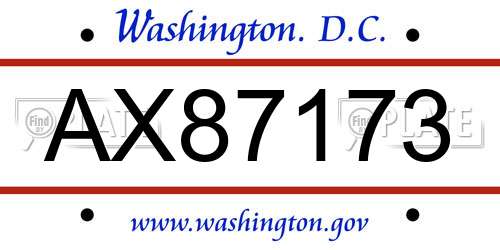 AX87173 District Of Columbia License Plate