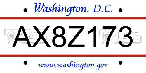 AX8Z173 District Of Columbia License Plate