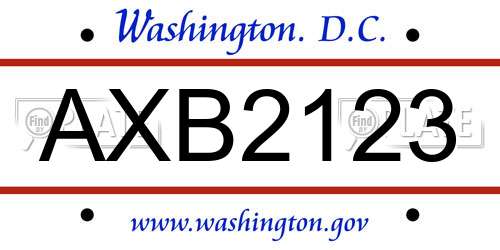AXB2123 District Of Columbia License Plate
