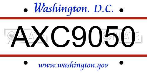 AXC9050 District Of Columbia License Plate