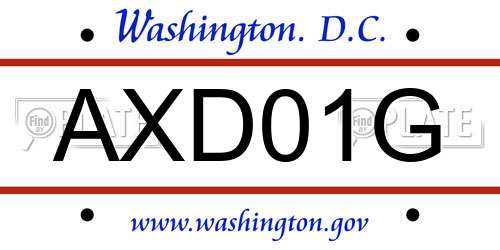 AXD01G District Of Columbia License Plate