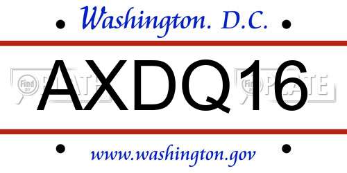 AXDQ16 District Of Columbia License Plate