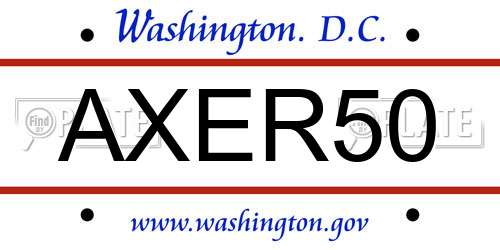 AXER50 District Of Columbia License Plate