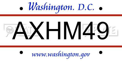 AXHM49 District Of Columbia License Plate