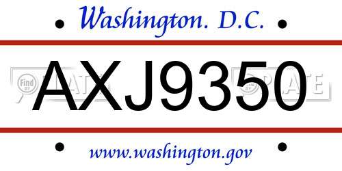AXJ9350 District Of Columbia License Plate