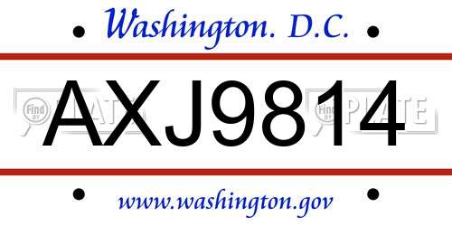 AXJ9814 District Of Columbia License Plate