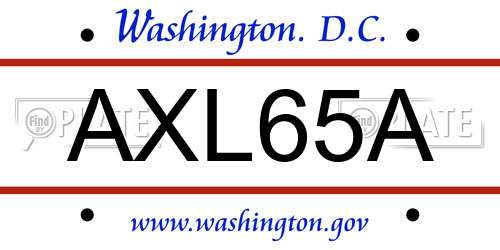AXL65A District Of Columbia License Plate