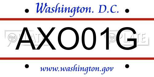 AXO01G District Of Columbia License Plate