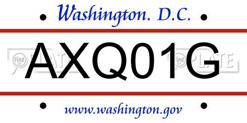 AXQ01G District Of Columbia License Plate