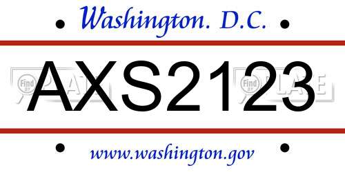 AXS2123 District Of Columbia License Plate