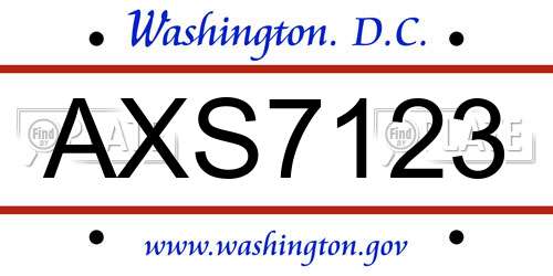 AXS7123 District Of Columbia License Plate