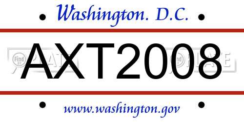 AXT2008 District Of Columbia License Plate