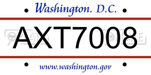 AXT7008 District Of Columbia License Plate