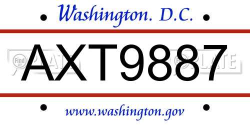 AXT9887 District Of Columbia License Plate