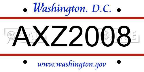 AXZ2008 District Of Columbia License Plate