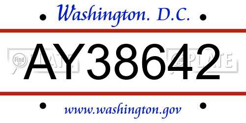 AY38642 District Of Columbia License Plate