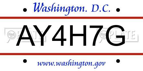 AY4H7G District Of Columbia License Plate