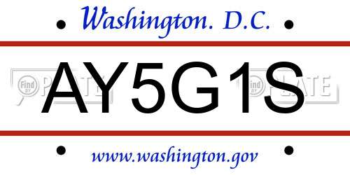 AY5G1S District Of Columbia License Plate