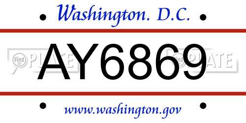 AY6869 District Of Columbia License Plate