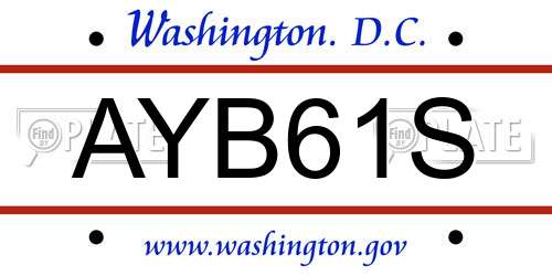 AYB61S District Of Columbia License Plate