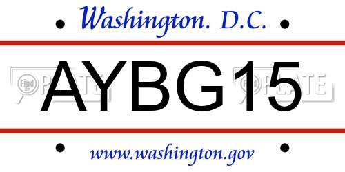 AYBG15 District Of Columbia License Plate
