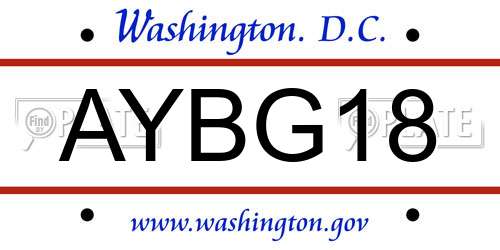 AYBG18 District Of Columbia License Plate