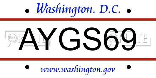 AYGS69 District Of Columbia License Plate
