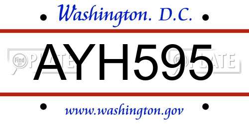 AYH595 District Of Columbia License Plate