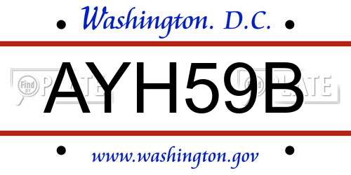 AYH59B District Of Columbia License Plate