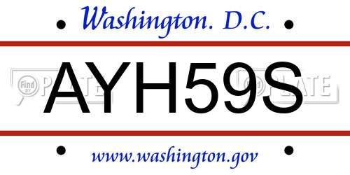 AYH59S District Of Columbia License Plate