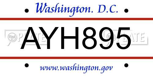 AYH895 District Of Columbia License Plate