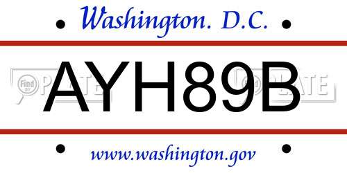 AYH89B District Of Columbia License Plate