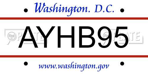 AYHB95 District Of Columbia License Plate