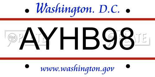 AYHB98 District Of Columbia License Plate